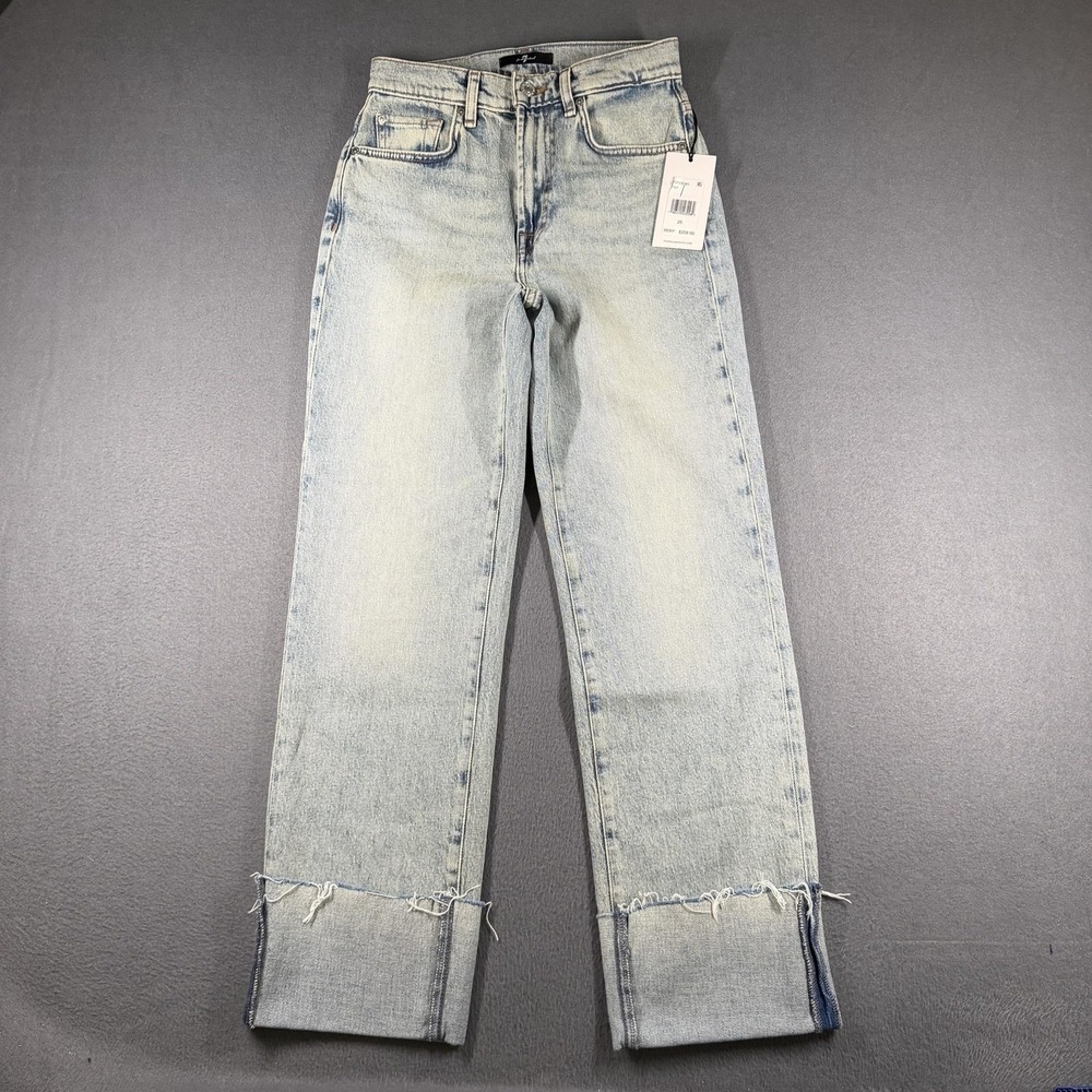 7 For All Mankind Logan Stovepipe Jeans Womens 26 Light Wash High Rise NWT